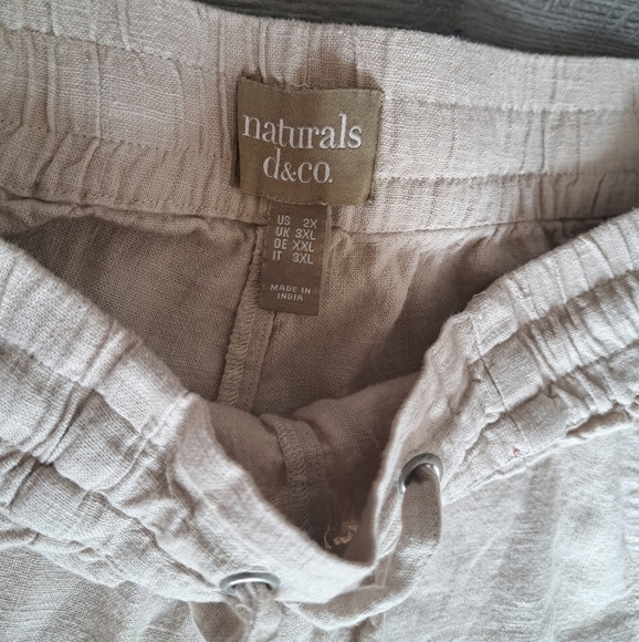 NATURALS Linen flax shorts oatmeal neutral coastal beachy drawstring comfy 2X - Picture 5 of 7